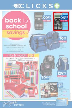 Clicks : Back To School Savings (31 Dec 2013- 2 Feb 2014), page 1
