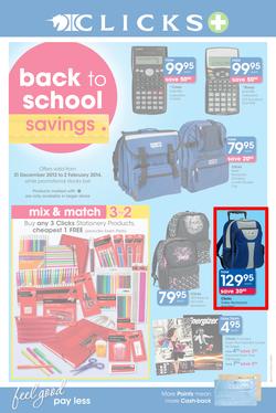 Clicks : Back To School Savings (31 Dec 2013- 2 Feb 2014), page 1