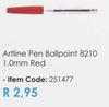 Artline Pen Ballpoint 8210 1.0mm Red