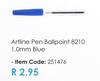 Artline Pen Ballpoint 8210 1.0mm Blue
