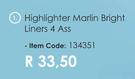 Highlighter Marlin Bright Liners 4 Ass