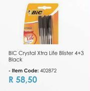 BIC Crystal Xtra Life Blister 4+3 (Black)