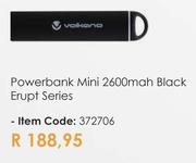 Volkano Erupt Series 2600 Mah Black Mini Powerbank