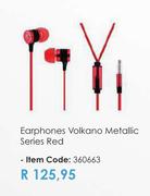 Volkano Metallic Series Red Earphones