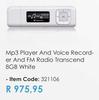 Transcend 8GB White MP3 Player & Voice Recorder & FM Radio