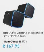 Volkano Weekender Grey Black & Blue Duffel Bag