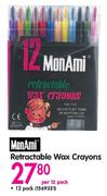 Monami Retractable Wax Crayona-Per 12 Pack