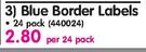 Buttefly Blue Border Labels 24 Pack-Per Pack