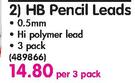 Pental HB Pencil Leads-Per 3 Pack