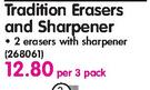 Staedtler Tradition Erasers And Sharpener-Per 3 Pack