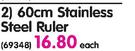 Aro 60cm Stainless Steel Ruler-Each