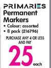 Primaries Permanent Markers-8 Pack