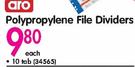 Aro Polypropylene File Dividers 10 Tab-Each