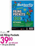 Butterfly A4 Filing Pockets-Per 100 Pack