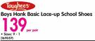 Toughees Boys Hank Basic Lace-Up School Shoes-Per Pair