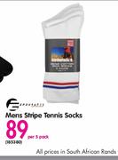 Endurance Mens Stripe Tennis Socks-Per 5 Pack