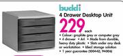 Buddi 4 Drawer Desktop Unit-Each