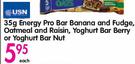 USN 35g Energy Pro Bar Banana And Fudge,Oatmeal & Raisin,Yoghurt Bar Berry Or Yoghurt Bar Nut-Each