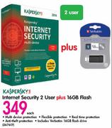 Kaspersky Internet Security 2 User+16GB Flash-Each