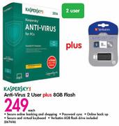 Kaspersky Anti-Virus 2 User+8GB Flash-Each