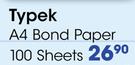 Typek A4 Bond Paper 100 Sheets