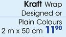 Kraft Wrap Designed Or Plain Colours-2mx50cm