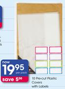 10 Pre-Cut Plastic Covers With Labels