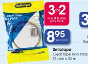 Sellotape Clear Tape Twin Pack 12mm x 33m-Per Pack
