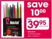 Monami 12 Retractable Wax Crayons-Per Pack