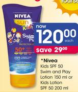Nivea Kids SPF 50 Swim And Play Lotion 150Ml Or Kids Lotion SPF 50-200Ml Each