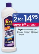 Jeyes Multi Surface Power Cream Cleaner-2x750Ml