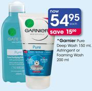 Garnier Pure Deep Wash 150ml, Astringent Or Foaming Wash-200ml