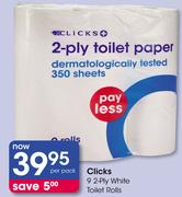 Clicks 9 2-Ply White Toilet Rolls