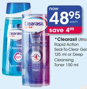 Clearasil Ultra Rapid Action Seal-To-Clear Gel 125ml Or Deep Cleansing Toner 150ml