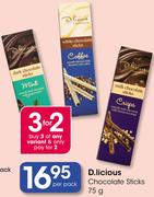 D.Licious Chocolate Sticks-75g