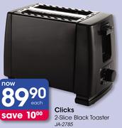 Clicks 2 Slice Black Toaster JA-2785