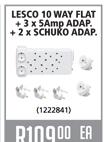 Lesco 10 Way Flat+ 3x5Amp ADAP+ 2x SCHUKO ADAP-Each