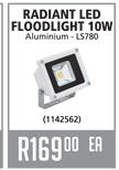 Radiant 10W LED Floodlight Aluminium LS780
