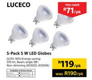 Luceco 5-Pack 5W LED Globes GU10-Per Pack