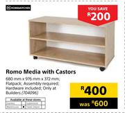 Home & Kitchen Romo Media With Castors 680mm X 976mm X 372mm