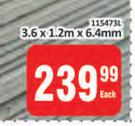 Gyproc Plaster Ceiling Board 3.6 x 1.2m x 6.4mm-Each