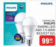 Philips Emerg LED A60 7.5 60W B22/E27 D/L