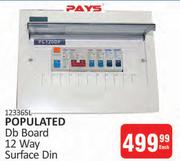 Pays Populated DB Board 12 Way Surface Din
