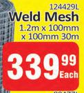Weld Mesh 1.2m, 100 x 100mm, 30m