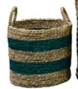 Designhouse Seagrass Basket (Seagrass Natural/ Green) 27 x 27 x 25cm