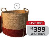 Designhouse Seagrass Basket (Seagrass Natural/ Red) 45 x 45 x 40cm