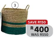 Designhouse Seagrass Basket (Seagrass Natural/ Green) 45 x 45 x 40cm