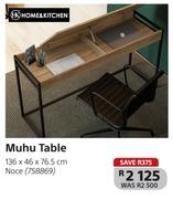 Home & Kitchen Muhu Table (Noce) 136 x 46 x 76.5cm