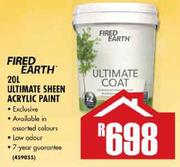 Fired Earth 20Ltr Ultimate Sheen Acrylic Paint
