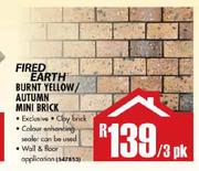 Fired Earth Burnt Yellow/Autumn Mini Brick-3 Pack